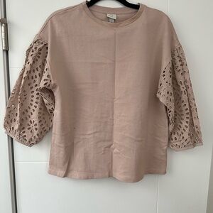 a new day Blush Eyelet Sleeve Blouse
